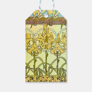 Alfonse Mucha Art Nouveau Lily Floral Pattern Gift Tags
