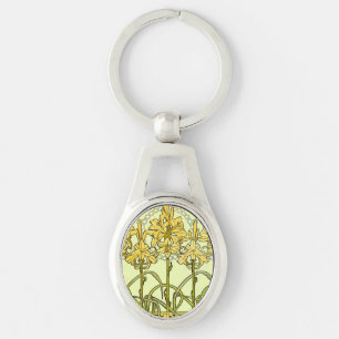 Alfonse Mucha Art Nouveau Lily Floral Pattern Keychain