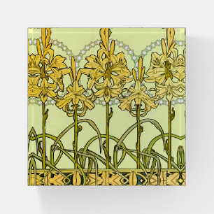 Alfonse Mucha Art Nouveau Lily Floral Pattern Paperweight