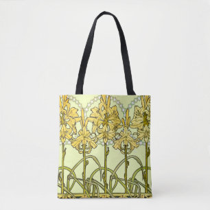 Alfonse Mucha Art Nouveau Lily Floral Pattern Tote Bag