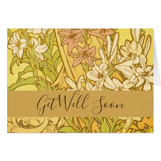 Alfonse Mucha Art Nouveau lily flowers (Front Horizontal)
