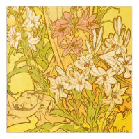Rich Floral Tapestry Print on Black, Red Yellow Botanical Art, Scanned  Flower Art