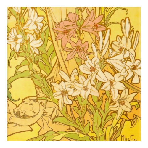 Alfonse Mucha Art Nouveau lily flowers