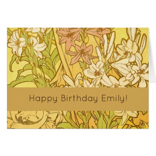 Alfonse Mucha Art Nouveau lily flowers (Front Horizontal)