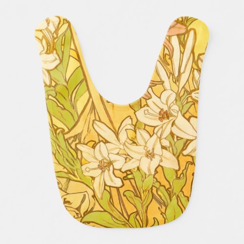 Alfonse Mucha Art Nouveau lily flowers Baby Bib