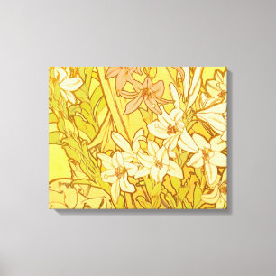 Alfonse Mucha Art Nouveau lily flowers Canvas Print