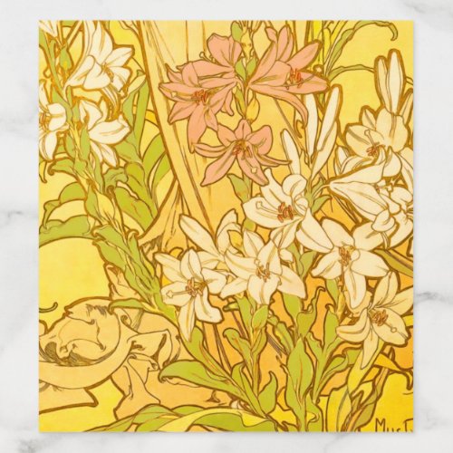 Alfonse Mucha Art Nouveau lily flowers Envelope Liner