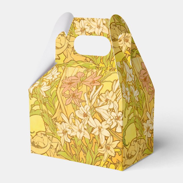 Alfonse Mucha Art Nouveau lily flowers Favor Boxes (Front Side)