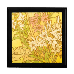 Alfonse Mucha Art Nouveau lily flowers Gift Box