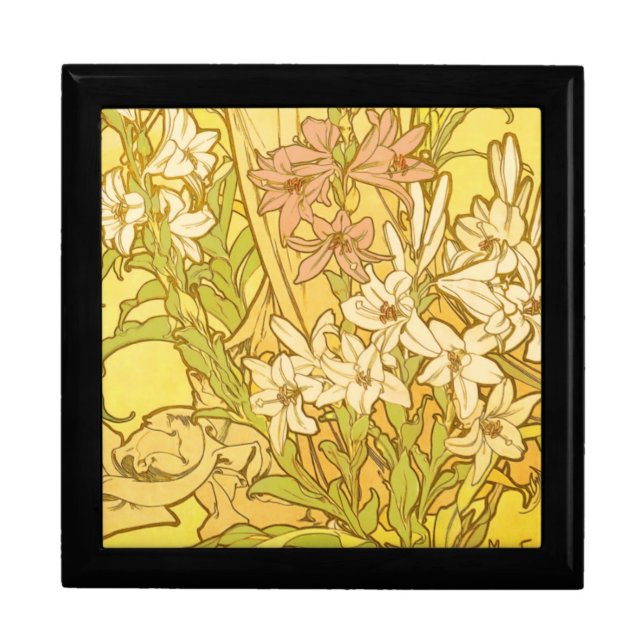 Alfonse Mucha Art Nouveau lily flowers Gift Box (Front)