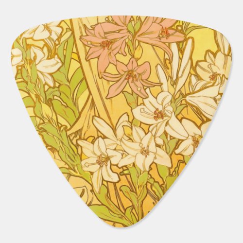 Alfonse Mucha Art Nouveau lily flowers Guitar Pick