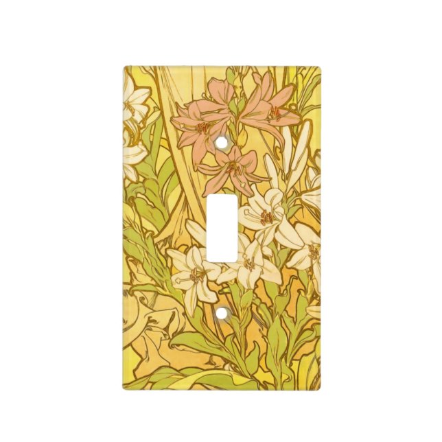 Alfonse Mucha Art Nouveau lily flowers Light Switch Cover (Front)