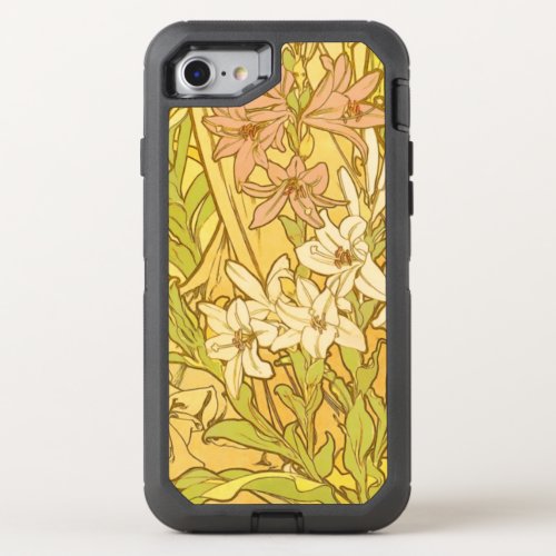 Alfonse Mucha Art Nouveau lily flowers OtterBox Defender iPhone SE87 Case