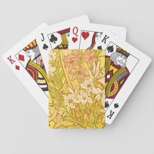 Alfonse Mucha Art Nouveau lily flowers Playing Cards