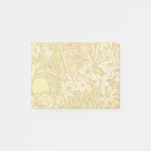 Alfonse Mucha Art Nouveau lily flowers Post_it Notes