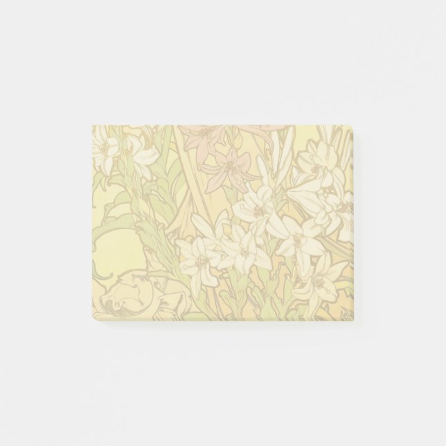 Alfonse Mucha Art Nouveau lily flowers Post-it Notes (Front)