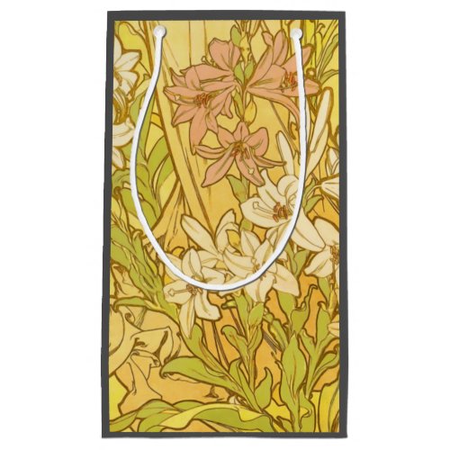 Alfonse Mucha Art Nouveau lily flowers Small Gift Bag