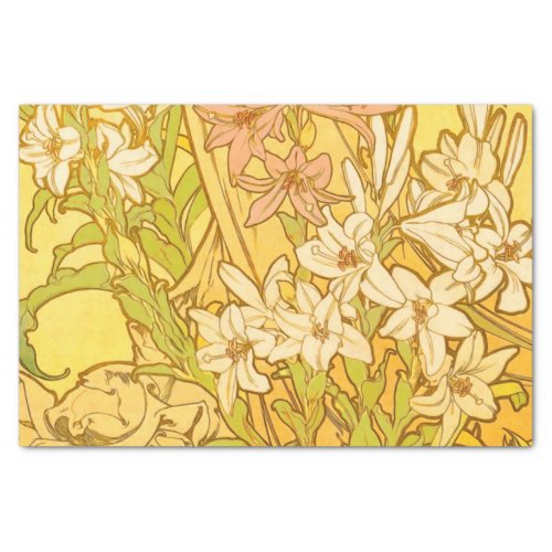 Alfonse Mucha Art Nouveau lily flowers Tissue Paper