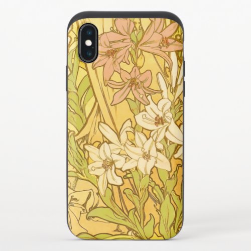 Alfonse Mucha Art Nouveau lily flowers iPhone X Slider Case