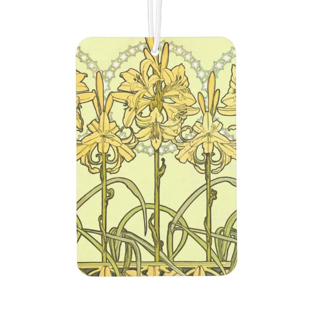 Alfonse Mucha Art Nouveau lily pattern classic Air Freshener (Back)