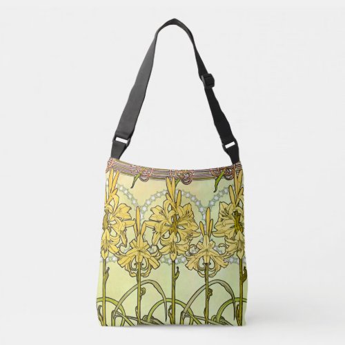 Alfonse Mucha Art Nouveau lily pattern classic Crossbody Bag