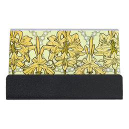 Alfonse Mucha Art Nouveau lily pattern classic Desk Business Card Holder
