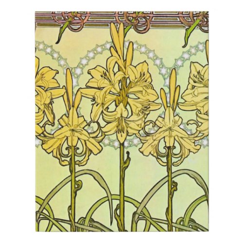 Alfonse Mucha Art Nouveau lily pattern classic Faux Canvas Print