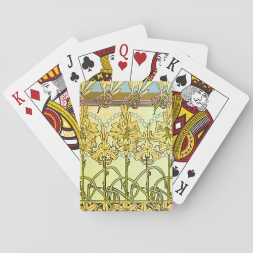 Alfonse Mucha Art Nouveau lily pattern classic Poker Cards