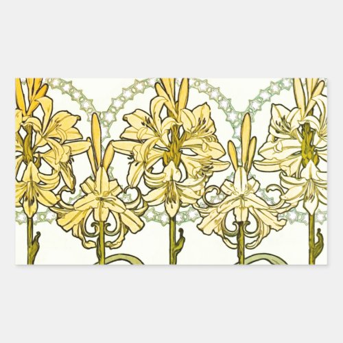 Alfonse Mucha Art Nouveau lily pattern classic Rectangular Sticker