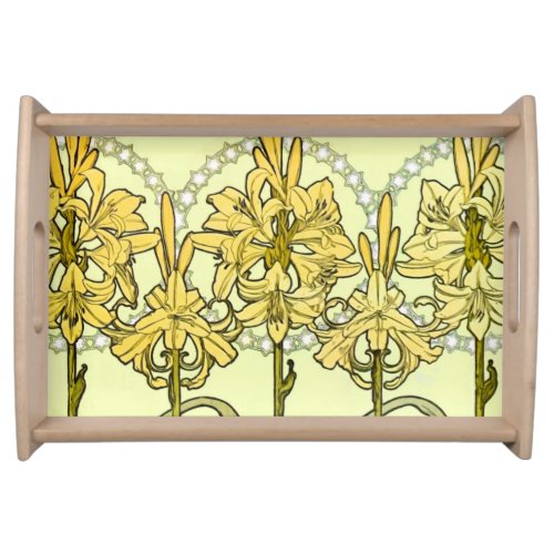 Alfonse Mucha Art Nouveau lily pattern classic Serving Tray