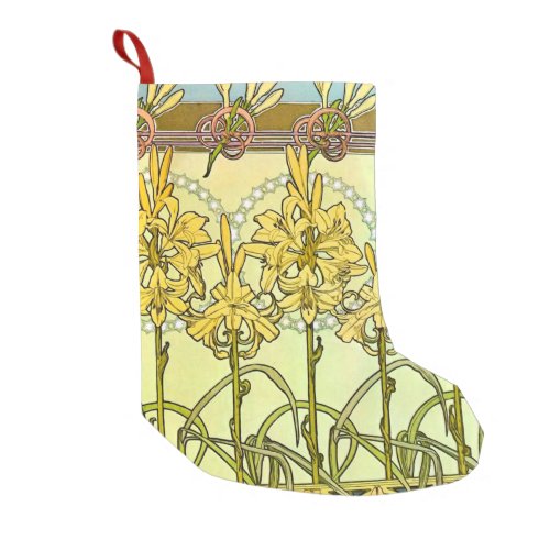 Alfonse Mucha Art Nouveau lily pattern classic Small Christmas Stocking