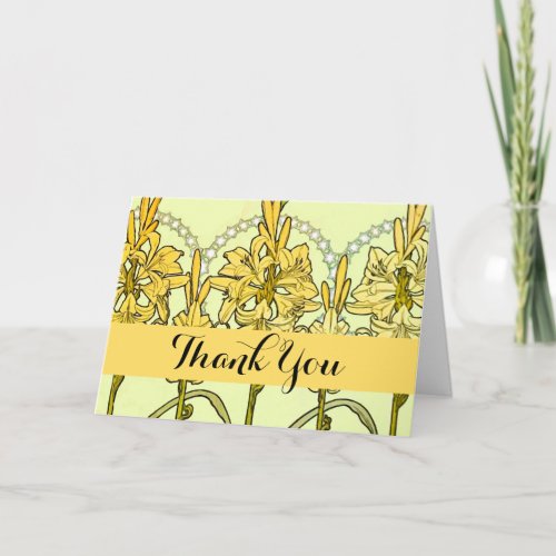 Alfonse Mucha Art Nouveau lily pattern classic Thank You Card