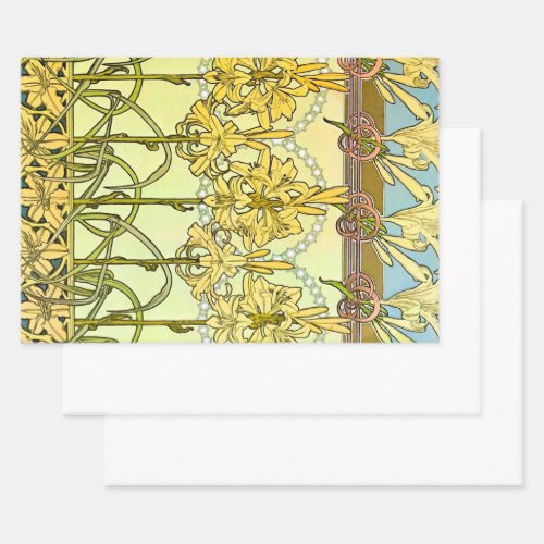 Alfonse Mucha Art Nouveau lily pattern classic Wrapping Paper Sheets