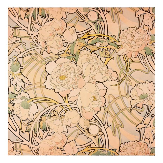 Alfonse Mucha Art Nouveau Peonies (Front)