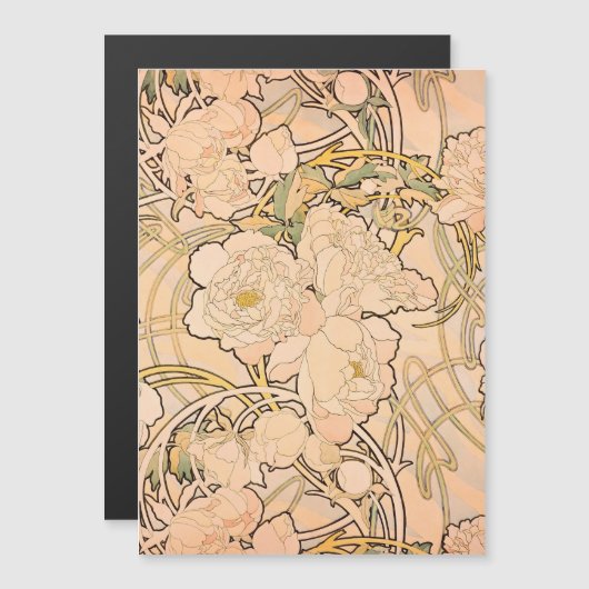 Alfonse Mucha Art Nouveau Peonies (Front/Back)