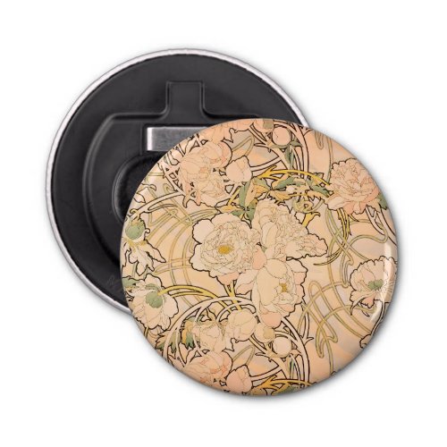 Alfonse Mucha Art Nouveau Peonies Bottle Opener