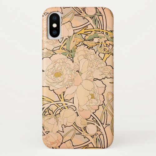 Alfonse Mucha Art Nouveau Peonies iPhone X Case