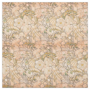 Alfonse Mucha Art Nouveau Peonies Fabric