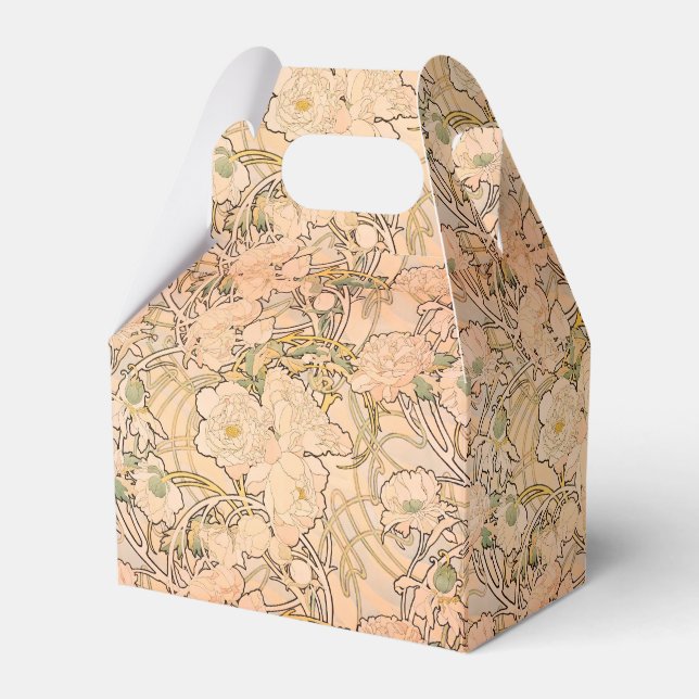 Alfonse Mucha Art Nouveau Peonies Favor Boxes (Front Side)