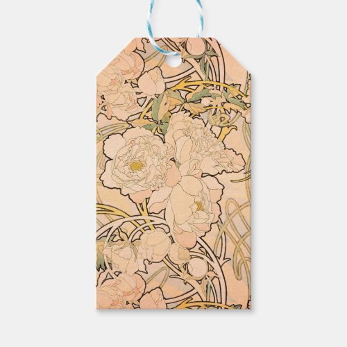 Alfonse Mucha Art Nouveau Peonies Gift Tags