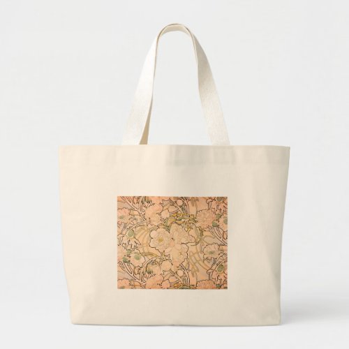 Alfonse Mucha Art Nouveau Peonies Large Tote Bag