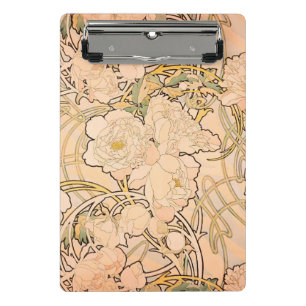 Alfonse Mucha Art Nouveau Peonies Mini Clipboard