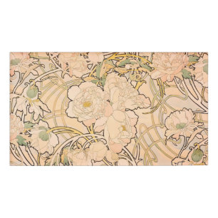 Alfonse Mucha Art Nouveau Peonies Name Tag