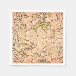 Alfonse Mucha Art Nouveau Peonies Napkins