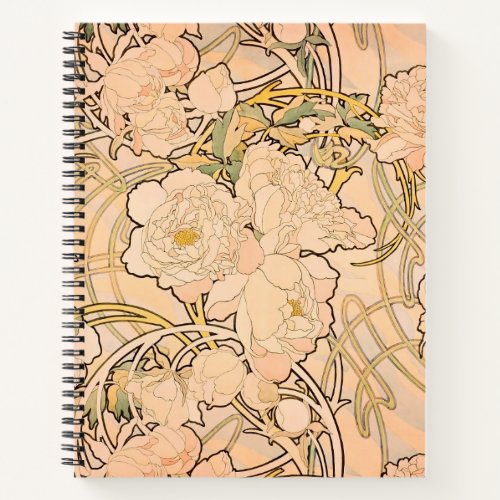 Alfonse Mucha Art Nouveau Peonies Notebook