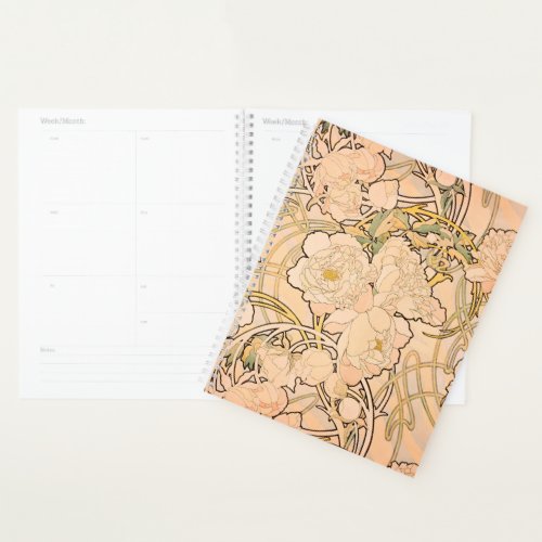 Alfonse Mucha Art Nouveau Peonies Planner