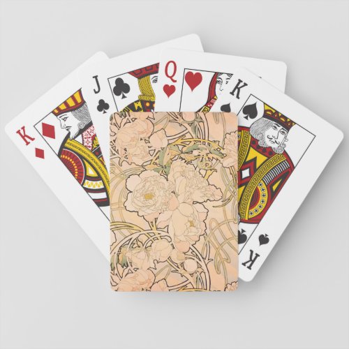 Alfonse Mucha Art Nouveau Peonies Poker Cards