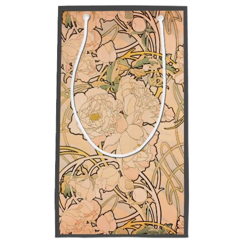 Alfonse Mucha Art Nouveau Peonies Small Gift Bag