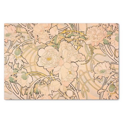 Alfonse Mucha Art Nouveau Peonies Tissue Paper