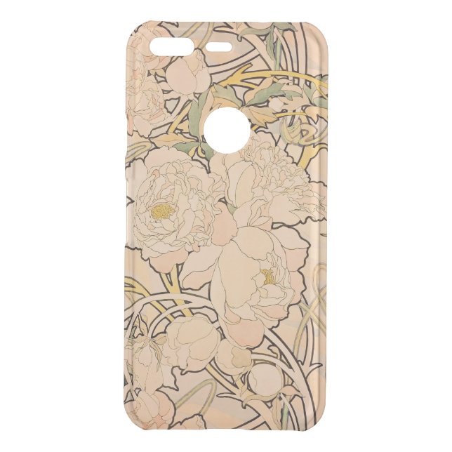 Alfonse Mucha Art Nouveau Peonies Uncommon Google Pixel Case (Back)